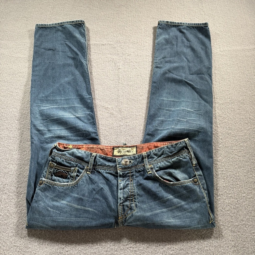 Remetee Rampart Distressed Mens Jeans Y2K 38x34 Button Fly Straight Fit‎